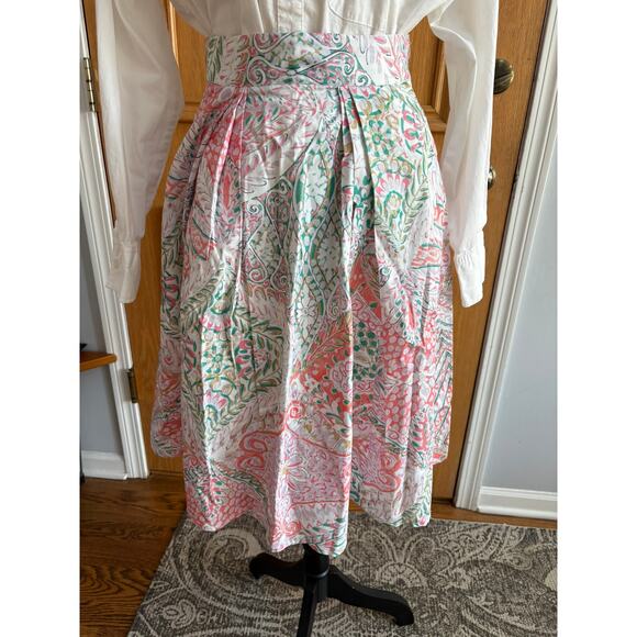 Jeune Otte Women's Cotton Midi Skirt Multicolor Floral Print Small Made in USA - Picture 2 of 7